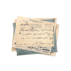 May include: A vintage prescription form with handwritten text, including the date "2/16/40", the name "J.R. Moore, M.D.", and the address "336 Market, Xenia". The form also includes the name "Dosag" and the address "106/2. Loud."