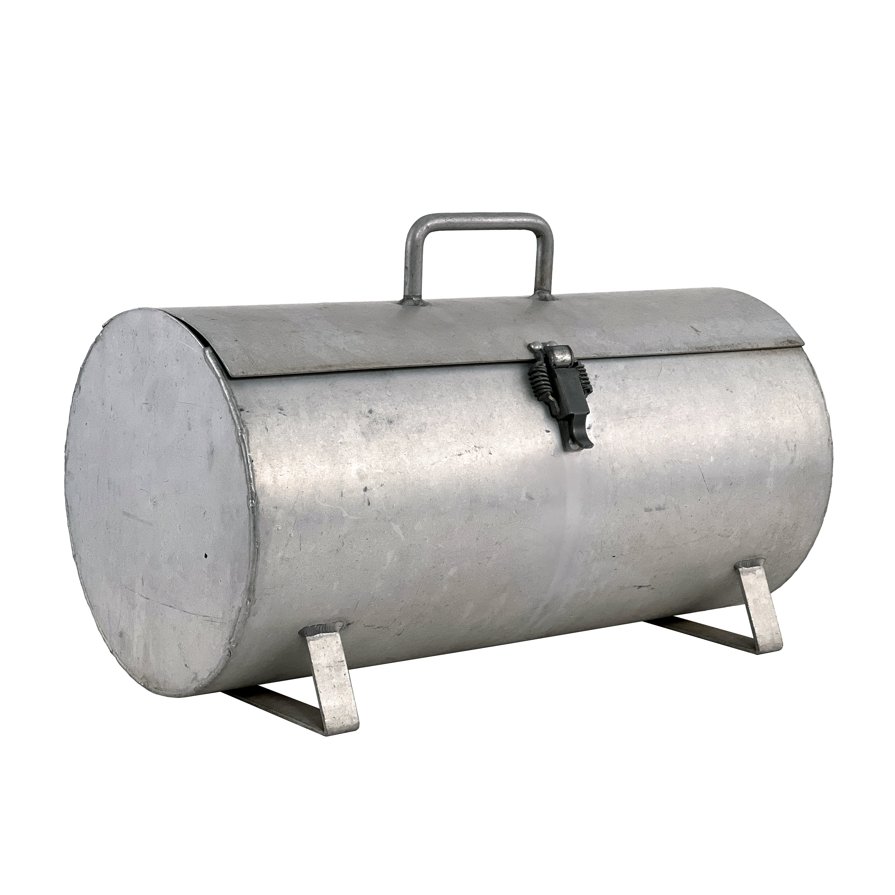 Vintage 1940s Large Handmade Cylindrical Welded Aluminum Industrial Tool Box