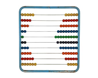 Vintage 1940s 24.5" x 22" XL Blue Metal Abacus Classroom Playroom Educational Toy