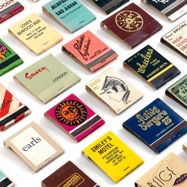 Vintage 1940s-1990s Personalized Custom Curated Matchbook Collection Lot Hand-Picked to Your Preference - Hotel, Travel, Bars, Restaurants