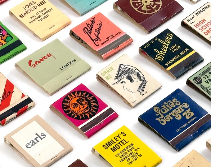 Vintage 1940s-1990s Personalized Custom Curated Matchbook Collection Lot Hand-Picked to Your Preference - Hotel, Travel, Bars, Restaurants
