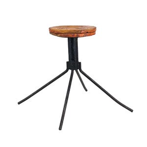 Vintage 1950s Industrial Orange & Black Handmade Welded Shop Stool