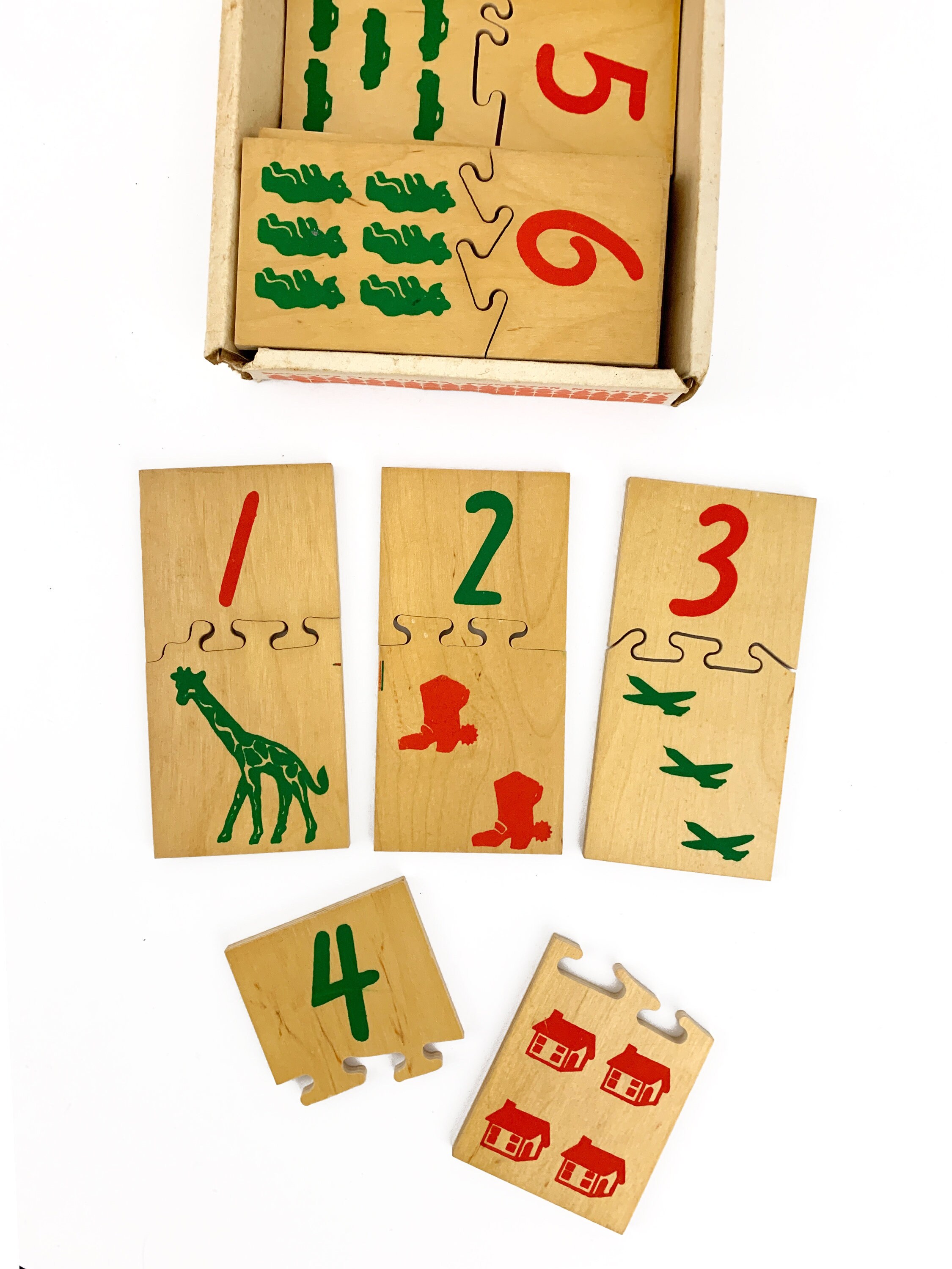 Vintage 1960s Creative Playthings Wooden N125 Match Mates 110 Jigsaw