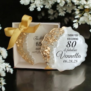 Custom Adult Birthday Party Favors, Milestone Resin Epoxy Magnet Gift, 30th 40th 50th 60th 70th 80th 90th 100th Birthday Keepsake for Guests