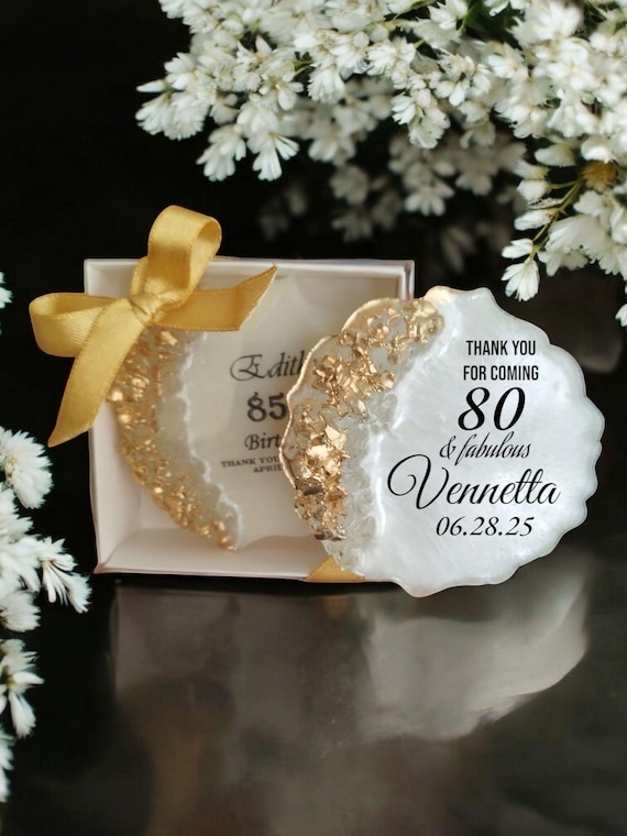 Custom Adult Birthday Party Favors, Milestone Resin Epoxy Magnet Gift, 30th 40th 50th 60th 70th 80th 90th 100th Birthday Keepsake for Guests