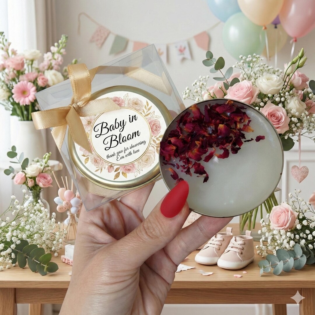 Personalized Baby Shower Favors, Baby in Bloom Theme, Bulk Candle Gifts ...