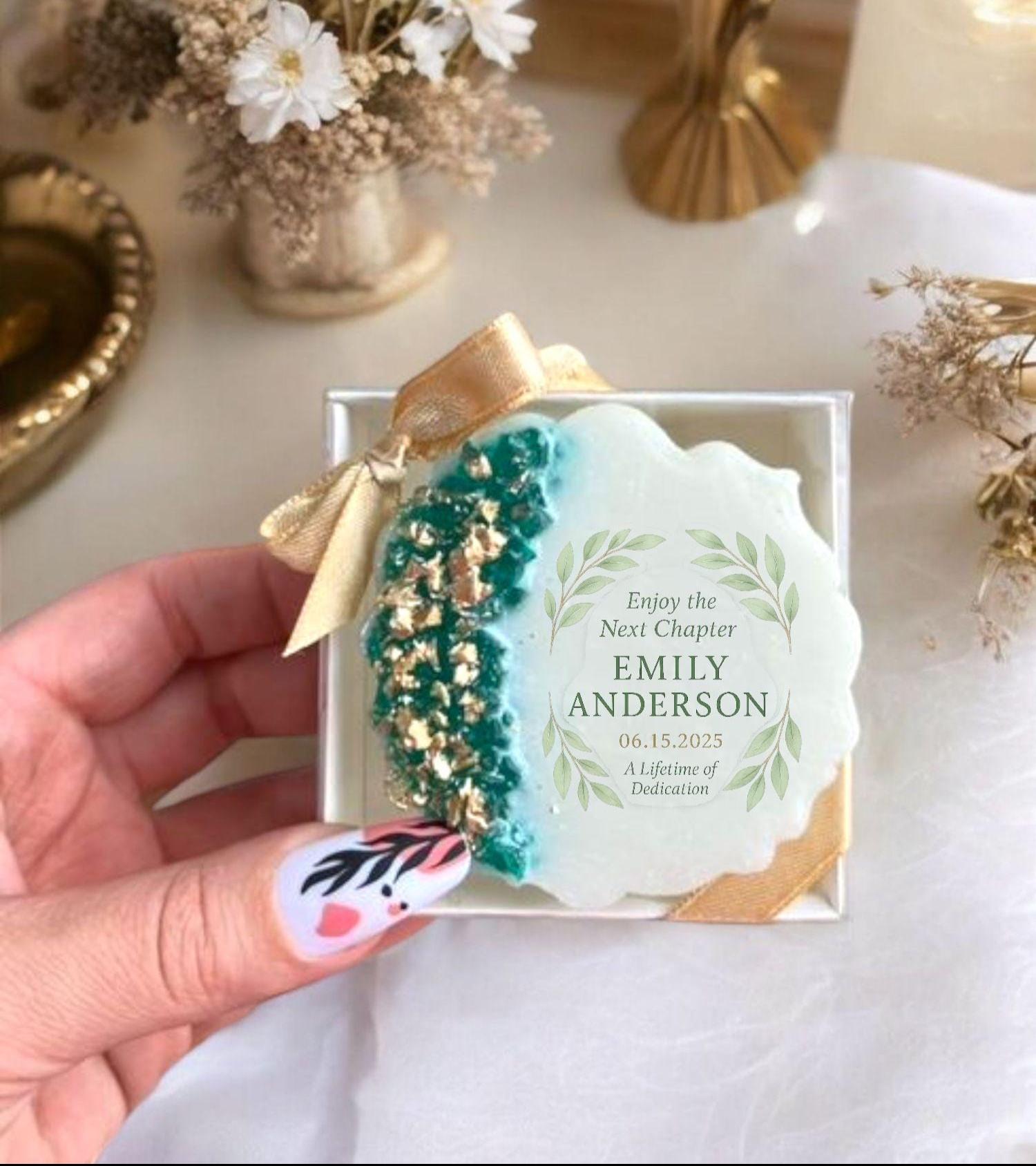 Custom Epoxy Magnet Retirement Party Favors, 10 PCS Personalized Keepsake Gift for Guests, Elegant Farewell Token,  Retirement Celebration