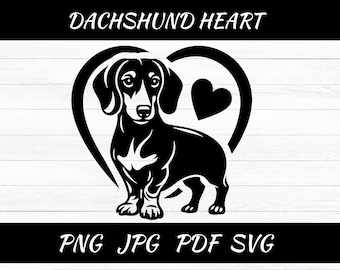 Corazón de perro salchicha SVG: Clipart de perro salchicha (Descarga digital)