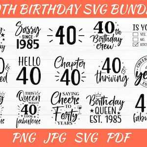 Vintage 1985 40th Birthday SVG Bundle: Cricut Cut Files (Digital Download)
