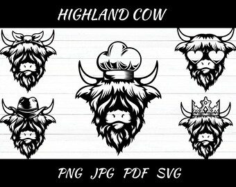 Highland Cow SVG Clipart: Bull Head Vector (Instant Download)