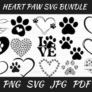 Heart Paw svg Bundle, Paw Print svg Bundle, Dog Paw svg, Custome Heart Paw svg, Dog Paw Cut File For Cricut svg, Paw svg, Digital Download