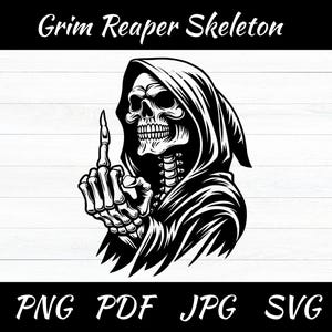 Grim Reaper Skeleton Cut Files | Grim Reaper finger Skull Vector Silhouette, Cameo, Cricut SVG, PNG, Jpg, PDF, Instant Download