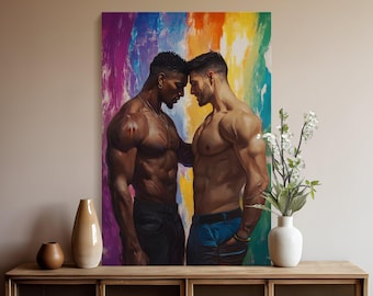 Gay Couple Art Print: Romantic LGBTQ Home Decor (Digital Download)
