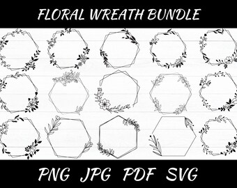 Floral Wreath SVG Bundle: Laurel Monogram Designs (Digital Download)