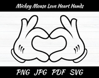Mickey Mouse Love Heart Hands SVG: Cricut Cut File (Digital Download)