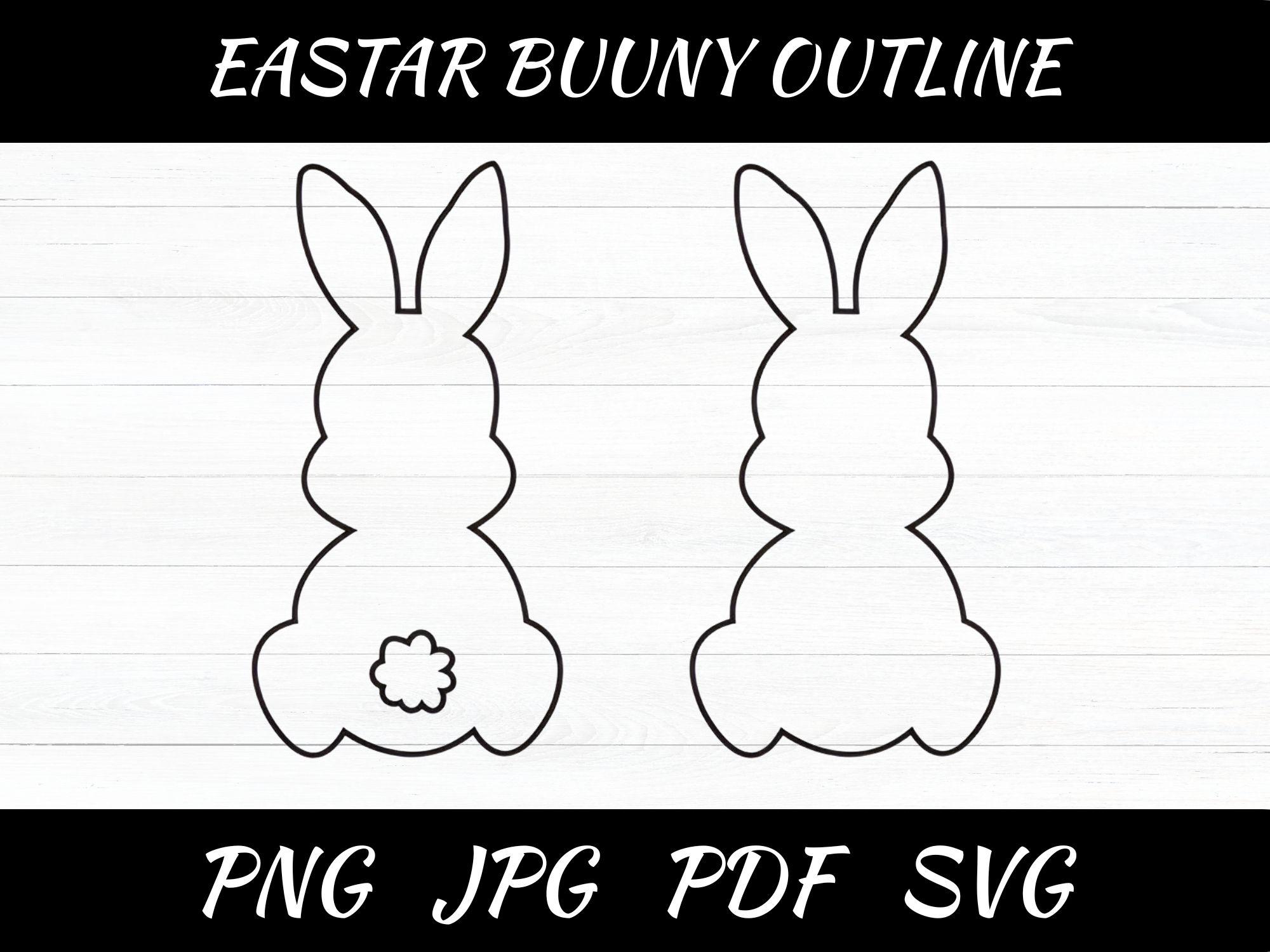 Easter Bunny Outline SVG Bundle: Rabbit Silhouette (digital Download ...