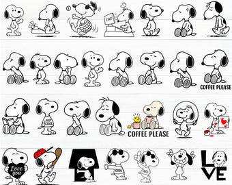 Snoopy SVG Bundle: Peanuts Cartoon Clipart, Cricut Cut Files (Digital Download)