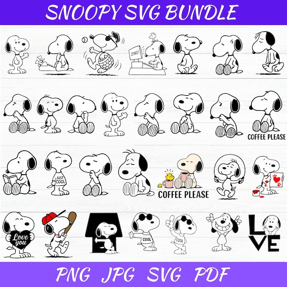 Snoopy SVG Bundle: Peanuts Cartoon Clipart, Cricut Cut Files (Digital Download)
