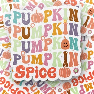 Pumpkin Spice Fall Digital Art Clipart, Retro Autumn Halloween Printable PNG, 300DPI Transparent File Commercial Use Included