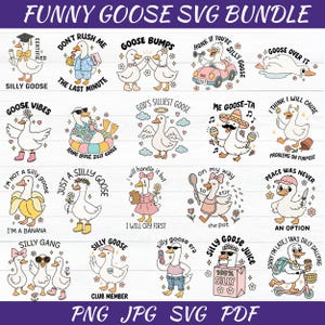 Funny Goose Svg Bundle - Snarky Goose Retro Humor Svg - Sassy Animal Silly Goose Png - Funny Animal Meme Aesthetic Svg - Trendy Sublimation