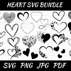 Heart SVG Bundle: Doodle & Floral Clipart (Digital Download)