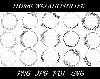 Floral Wreath SVG Bundle: Laurel Monogram Designs (Digital Download)