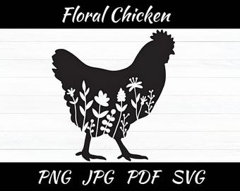 Floral Chicken SVG: Farmhouse Decor Cut File (Digital Download)