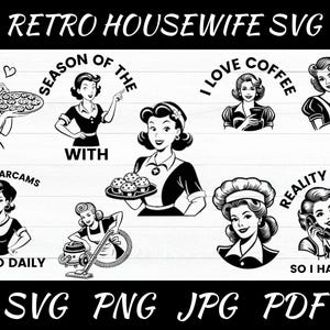 Vintage Retro Hausfrau svg und ng lustig sarkastisches Sublimationsdesign TShirt Becher Tote png SVG Schnitt Datei Download