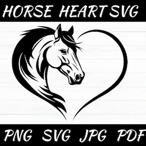 Horse Heart SVG: Silhouette Vector Graphic (Digital Download)