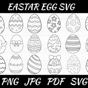 Easter Egg Bundle SVG | Easter 2025 Cut Files | Easter Egg Silhouette Vector Files | Happy Easter Vector | Cute Easter Egg Clip Art