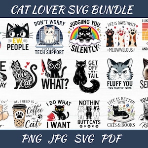 Funny Cat Lover Sublimation Bundle, Cute Humorous Cat Png Designs, Funny Cat Sublimation,Cat Lover Png,Cat Mom Sublimation,Cute Cat Design