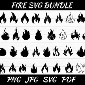 Fire Flames SVG Bundle: Clip Art, Silhouette Cut Files (Digital Download)