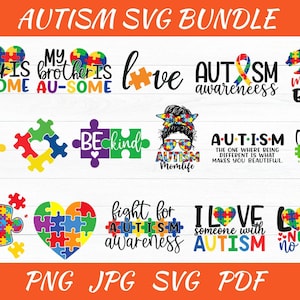 Autism SVG Bundle - Puzzle Piece Svg - Autism Awareness Svg - Autism Png Download - Autism Quotes Svg - Printable Autism Design