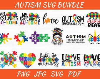Autism Awareness SVG Bundle: Puzzle Piece Design (Digital Download)