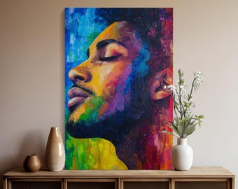 Vibrant Abstract Portrait Art Print: Modern Colorful Home Decor (Digital Download)