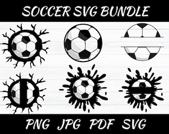 Soccer Ball SVG Bundle: Monogram Cut Files (PNG, PDF)