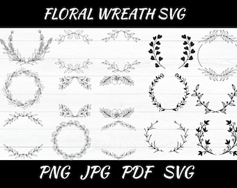 Paquete SVG de corona floral: diseños de marcos botánicos (descarga digital)