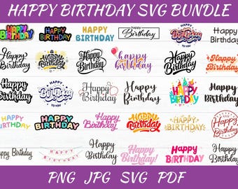 Happy Birthday Svg Bundle, Happy Birthday Prints, Colorful Birthday designs, Birthday Shirt SVG, Happy  Birthday Svg , Happy Birthday Png