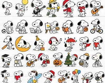 Snoopy und Charlie Brown SVG Bundle: Peanuts Comic Clipart (Digitaler Download)