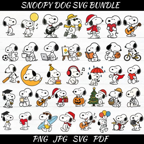 Snoopy and Charlie Brown SVG Bundle: Peanuts Comic Clipart