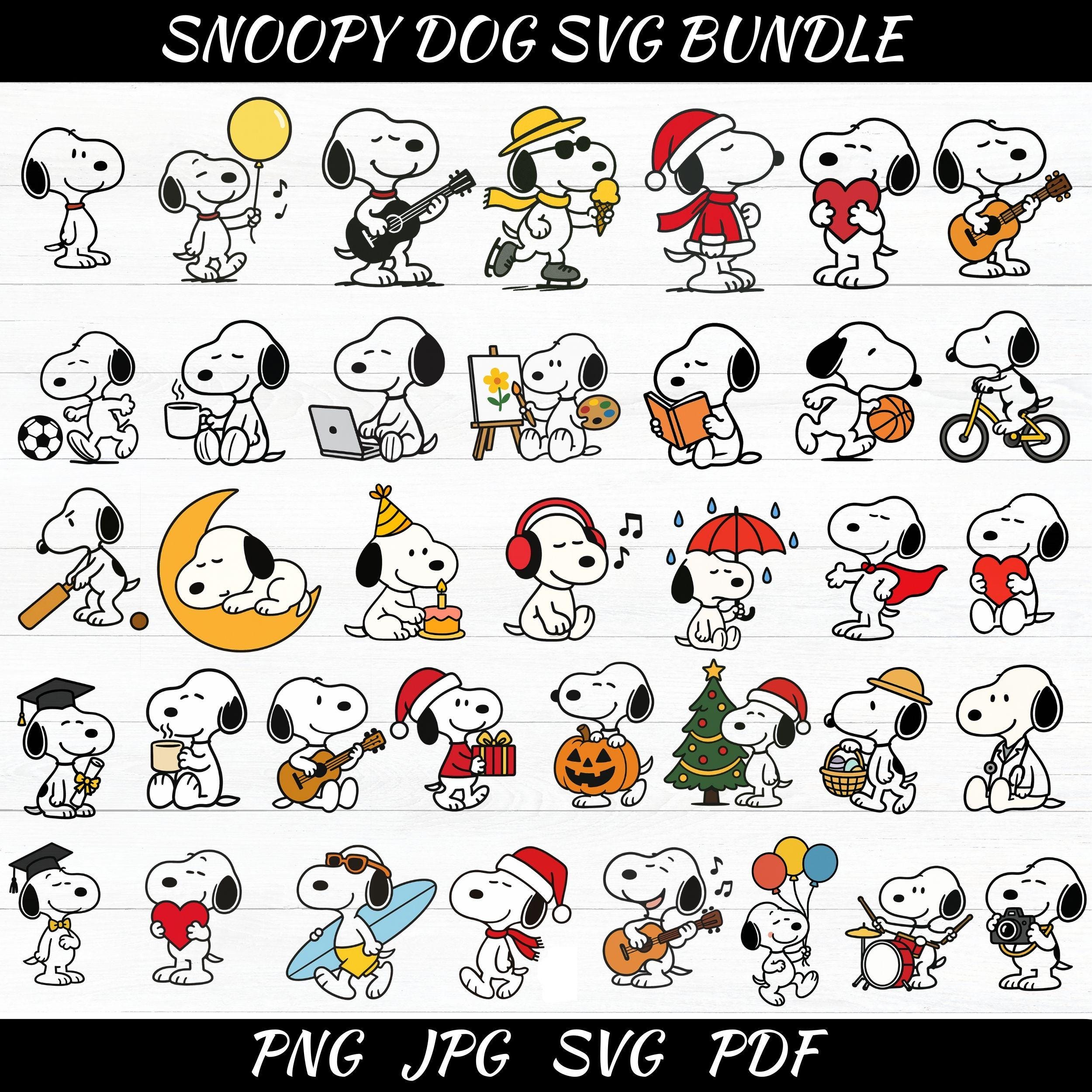 Snoopy and Charlie Brown SVG Bundle: Peanuts Comic Clipart 