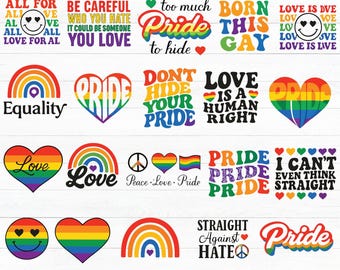 Paquete SVG Orgullo: Corazón arcoíris, El amor es amor (Descarga digital)