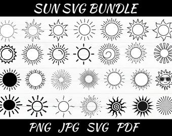 Sun SVG Bundle: Sunrise Silhouette Cut File (Digital Download)