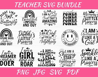 Teacher SVG Bundle: School Quotes, Back to School Designs (Digital Download)