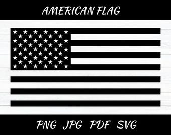 アメリカ国旗シルエット SVG | 白黒アメリカ国旗ベクターグラフィック