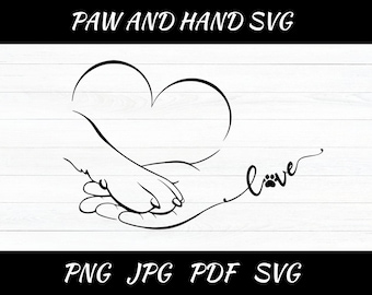 Paw and Hand Heart SVG: Valentine Pet Design (Digital Download)
