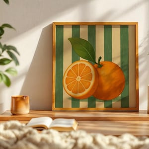 Orange Fruit Poster: Retro Kitchen Art Print