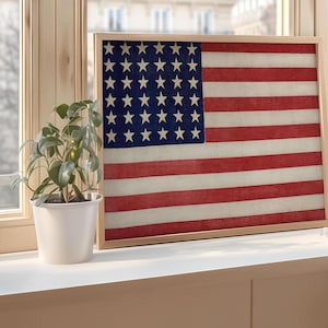 Vintage American Flag Wall Art,USA Flag Print,Patriotic Wall Decor,Rustic American Flag Poster,4th of July Decoration,Military Gift,Posterio