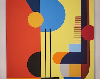 Original Geometric Acrylic Painting, Hard-Edge Abstract Art, 20x20