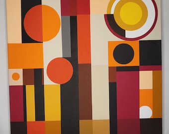 Original Geometric Acrylic Painting: Hard-Edge Design, 20x20